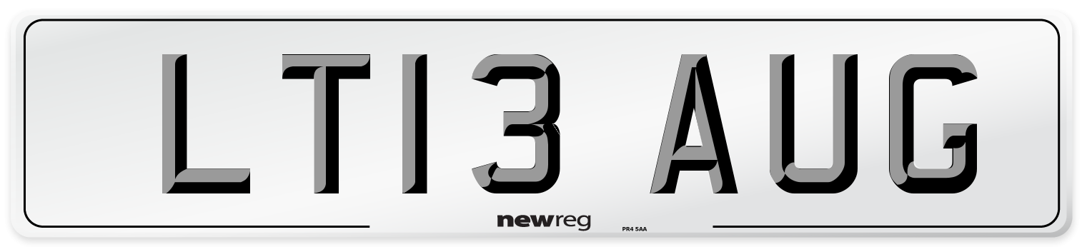LT13 AUG Number Plate from New Reg